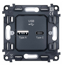 Механизм розетки 2USB A+C 20W (быстрая зарядка) Ambrella Volt Quant VM177