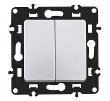 Выключатель двухклавишный проходной Arte Milano 217.32-2.silver