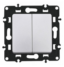 Выключатель двухклавишный проходной Arte Milano 217.32-2.silver