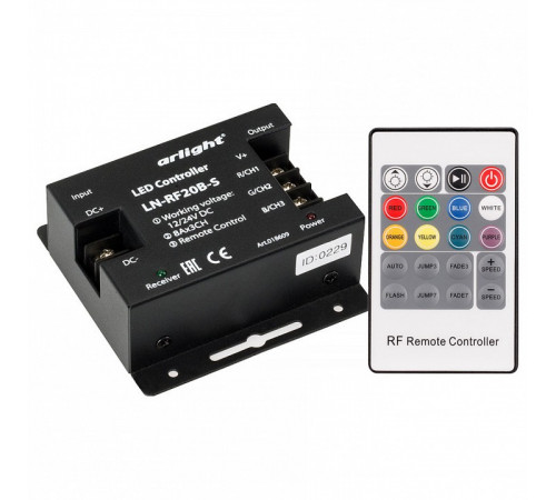 Контроллер Arlight LN-RF20B-S (12-24V, 288-576W, ПДУ 20кн) 018609 Контроллер Arlight LN-RF20B-S (12-24V, 288-576W, ПДУ 20кн) 018609
