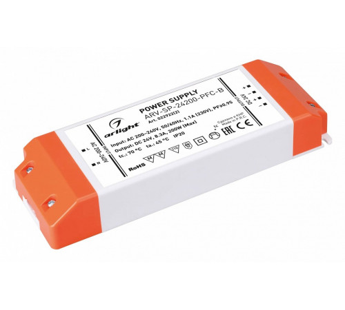 Блок питания Arlight ARV-SP-24200-PFC-B (24V, 8.3A, 200W, IP20) 022922(2) Блок питания Arlight ARV-SP-24200-PFC-B (24V, 8.3A, 200W, IP20) 022922(2)