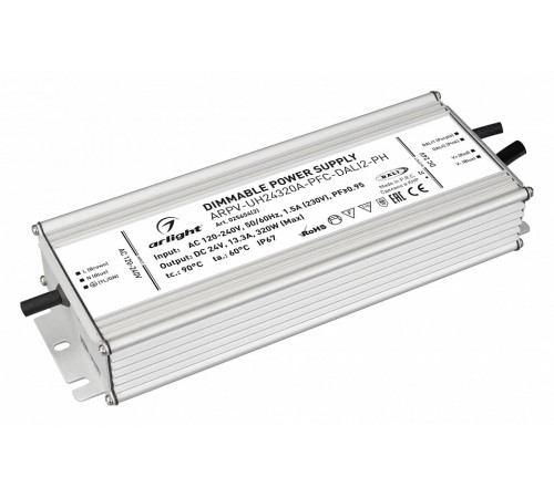Блок питания Arlight ARPV-UH24320A-PFC-DALI2-PH (24V, 13.3A, 320W, IP67) 025654(2) Блок питания Arlight ARPV-UH24320A-PFC-DALI2-PH (24V, 13.3A, 320W, IP67) 025654(2)