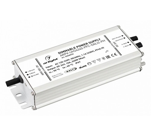 Блок питания Arlight ARPV-UH24240-PFC-DALI2-PH (24V, 10.0A, 240W, IP67) 025689(2) Блок питания Arlight ARPV-UH24240-PFC-DALI2-PH (24V, 10.0A, 240W, IP67) 025689(2)