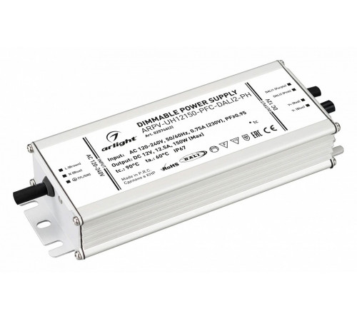 Блок питания Arlight ARPV-UH12150-PFC-DALI2-PH (12V, 12.5A, 150W, IP67) 025746(2) Блок питания Arlight ARPV-UH12150-PFC-DALI2-PH (12V, 12.5A, 150W, IP67) 025746(2)