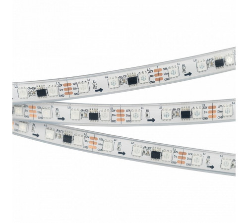Светодиодная лента герметичная Arlight SPI-PFS-B60-12mm 12V RGB-PX3 (14.4W/m, IP67, 5060, 5m) 026155(3)