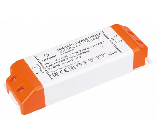 Блок питания Arlight ARV-SP-24075-PFC-TRIAC (24V, 3.1A, 75W) 026406(2) Блок питания Arlight ARV-SP-24075-PFC-TRIAC (24V, 3.1A, 75W) 026406(2)