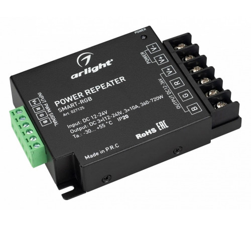 Усилитель Arlight Smart-RGB (12-24V, 3x10A) 027125 Усилитель Arlight Smart-RGB (12-24V, 3x10A) 027125