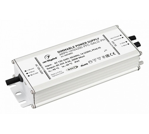 Блок питания Arlight ARPV-UH24200-PFC-DALI2-PH (24V, 8.3A, 200W, IP67) 028108(2) Блок питания Arlight ARPV-UH24200-PFC-DALI2-PH (24V, 8.3A, 200W, IP67) 028108(2)