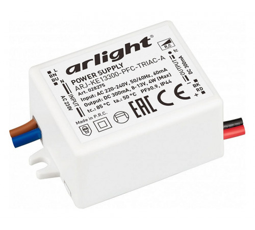 Блок питания Arlight ARJ-KE13300-PFC-Triac-A (4W, 300mA) 028275 Блок питания Arlight ARJ-KE13300-PFC-Triac-A (4W, 300mA) 028275