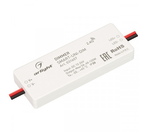 Диммер Arlight Smart-Uni-Dim (12-24V, 1x5A, 2.4G) 031607 Диммер Arlight Smart-Uni-Dim (12-24V, 1x5A, 2.4G) 031607