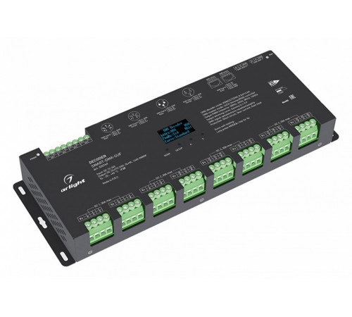 Декодер Arlight Smart-DMX-SUF (12-24V, 24x5A, XLR3, RJ45) 033769 Декодер Arlight Smart-DMX-SUF (12-24V, 24x5A, XLR3, RJ45) 033769