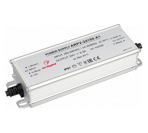 Блок питания Arlight ARPV-24150-A1 24V 6.25A 150W 034209 Блок питания Arlight ARPV-24150-A1 24V 6.25A 150W 034209