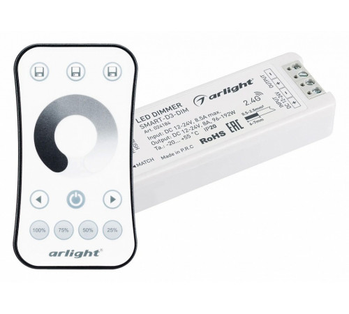 Диммер Arlight Smart-Dim-Set-Ring (12-24V, 1x8A, ПДУ 2.4G) 034786 Диммер Arlight Smart-Dim-Set-Ring (12-24V, 1x8A, ПДУ 2.4G) 034786