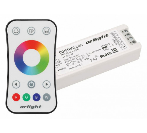 Контроллер Arlight Smart-RGB-Set-Ring (12-24V, 3x3A, ПДУ 2.4G) 034807 Контроллер Arlight Smart-RGB-Set-Ring (12-24V, 3x3A, ПДУ 2.4G) 034807