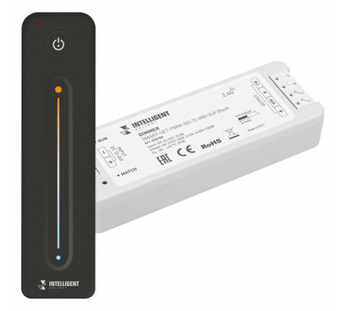 Диммер Arlight SMART-SET-PWM-102-72-MIX-SUF Black (12-24V, 2x5A, ПДУ LINE, 2.4G) 036186