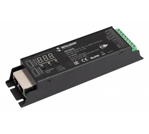 Декодер Arlight SMART-DMX512-305-63-RDM-SUF Black (12-48V, 5x4A, RJ-45) (IARL, IP20 Металл, 5 лет) 036245 Декодер Arlight SMART-DMX512-305-63-RDM-SUF Black (12-48V, 5x4A, RJ-45) (IARL, IP20 Металл, 5 лет) 036245