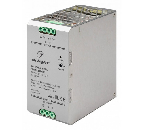 Блок питания Arlight ARV-DRP240-24-B (24V, 10A, 240W, PFC) 037155 Блок питания Arlight ARV-DRP240-24-B (24V, 10A, 240W, PFC) 037155