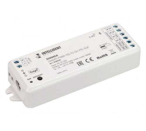 Диммер Arlight SMART-PWM-102-72-SH-PD-SUF (12-36V, 2x5A, TUYA BLE, 2.4G) 038545 Диммер Arlight SMART-PWM-102-72-SH-PD-SUF (12-36V, 2x5A, TUYA BLE, 2.4G) 038545