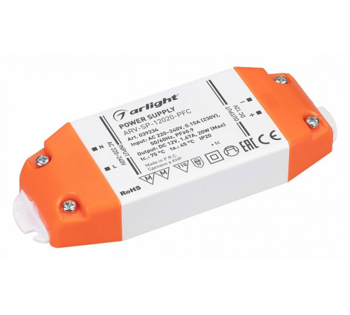 Блок питания Arlight ARV-SP-12020-PFC (12V, 1.67A, 20W) 039234 Блок питания Arlight ARV-SP-12020-PFC (12V, 1.67A, 20W) 039234