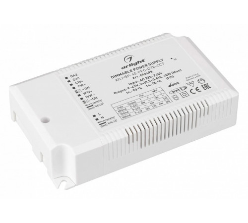 Блок питания Arlight ARJ-SP-40-PFC-DT8-ССT (40W, 9-42V, 0.5-0.8А) 040498