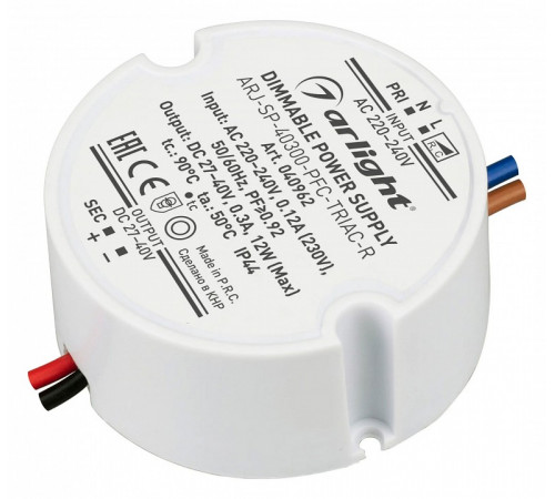 Блок питания Arlight ARJ-SP-40300-PFC-TRIAC-R (12W, 27-40V, 300mA) 040962 Блок питания Arlight ARJ-SP-40300-PFC-TRIAC-R (12W, 27-40V, 300mA) 040962