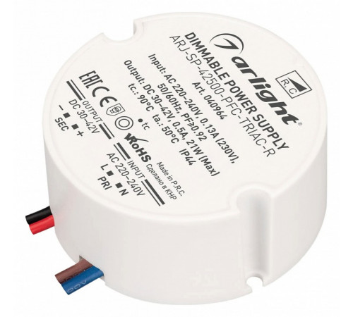 Блок питания Arlight ARJ-SP-42500-PFC-TRIAC-R (21W, 30-42V, 500mA) 040964 Блок питания Arlight ARJ-SP-42500-PFC-TRIAC-R (21W, 30-42V, 500mA) 040964