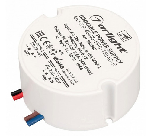 Блок питания Arlight ARJ-SP-40600-PFC-TRIAC-R (24W, 27-40V, 600mA) 040965 Блок питания Arlight ARJ-SP-40600-PFC-TRIAC-R (24W, 27-40V, 600mA) 040965