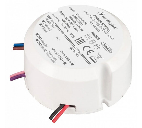 Блок питания Arlight ARJ-SN-34350-PFC-DALI-R (12W, 9-34V, 0.35A) 043062