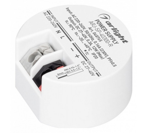 Блок питания Arlight ARJ-SP-40300-R (12W, 27-40V, 300mA) 048765 Блок питания Arlight ARJ-SP-40300-R (12W, 27-40V, 300mA) 048765