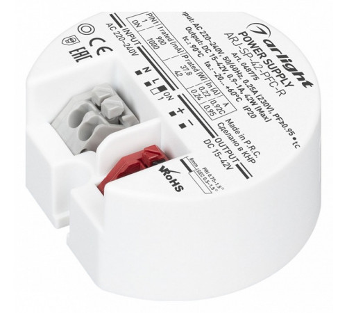 Блок питания Arlight ARJ-SP-42-PFC-R (42W, 15-42V, 0.9-1A) 048775 Блок питания Arlight ARJ-SP-42-PFC-R (42W, 15-42V, 0.9-1A) 048775