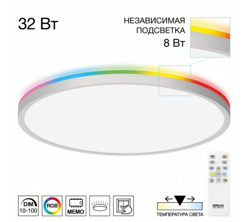 Потолочный светильник Citilux Norma LED RGB CL749400 Потолочный светильник Citilux Norma LED RGB CL749400