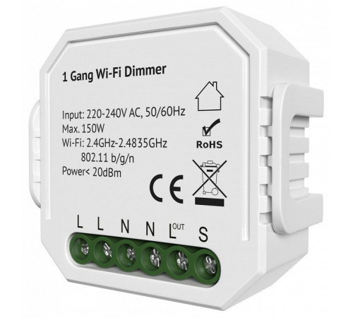 Одноканальное Wi-Fi реле-диммер Denkirs Relay RL1003-DM/1 Одноканальное Wi-Fi реле-диммер Denkirs Relay RL1003-DM/1