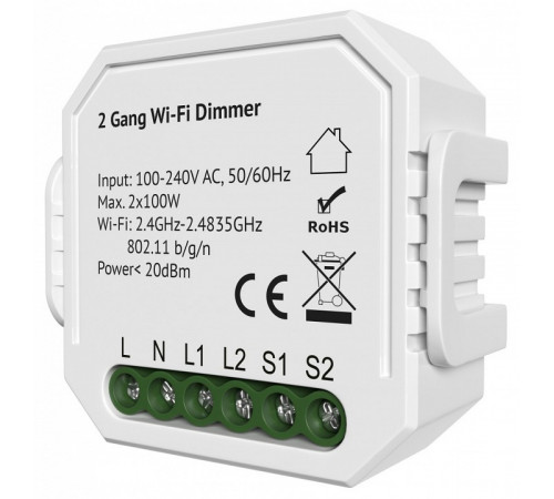 Двухканальное Wi-Fi реле-диммер Denkirs Relay RL1004-DM/1 Двухканальное Wi-Fi реле-диммер Denkirs Relay RL1004-DM/1