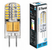 Лампа светодиодная Feron G4 3W 6400K Прямосторонняя Матовая LB-422 25533