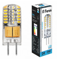 Лампа светодиодная Feron G4 3W 6400K Прямосторонняя Матовая LB-422 25533