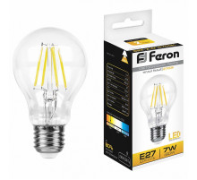 Лампа светодиодная филаментная Feron E27 7W 2700K Шар Прозрачная LB-57 25569