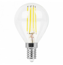 Лампа светодиодная филаментная Feron E14 5W 2700K Шар Прозрачная LB-61 25578
