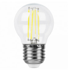 Лампа светодиодная филаментная Feron E27 5W 2700K Шар Прозрачная LB-61 25581