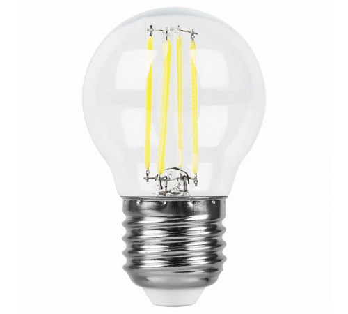 Лампа светодиодная филаментная Feron E27 5W 4000K Шар Прозрачная LB-61 25582
