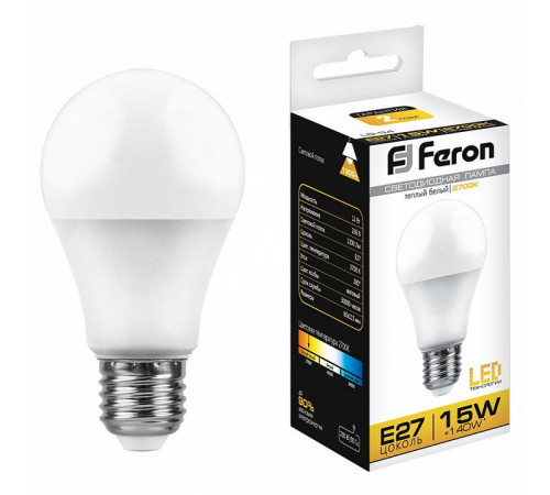 Лампа светодиодная Feron E27 15W 2700K Шар Матовая LB-94 25628 Лампа светодиодная Feron E27 15W 2700K Шар Матовая LB-94 25628