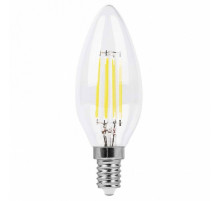 Лампа светодиодная филаментная Feron E14 7W 2700K Свеча Прозрачная LB-66 25726