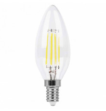 Лампа светодиодная филаментная Feron E14 7W 2700K Свеча Прозрачная LB-66 25726