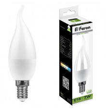 Лампа светодиодная Feron E14 7W 4000K Свеча на ветру Матовая LB-97 25761