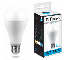 Лампа светодиодная Feron E27 20W 6400K Шар Матовая LB-98 25789