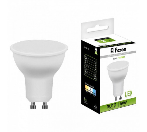 Лампа светодиодная Feron MR16 GU10 9W 4000K Грибок матовая LB-560 25843 Лампа светодиодная Feron MR16 GU10 9W 4000K Грибок матовая LB-560 25843
