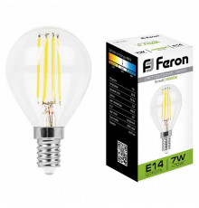 Лампа светодиодная филаментная Feron E14 7W 4000K Шар Прозрачная LB-52 25875 УЦ