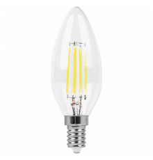 Лампа светодиодная филаментная Feron E14 9W 2700K Свеча Прозрачная LB-73 25956