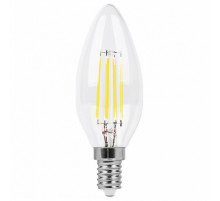 Лампа светодиодная филаментная Feron E14 9W 4000K Свеча Прозрачная LB-73 25958