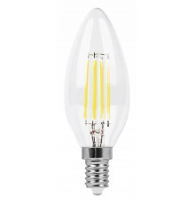 Лампа светодиодная филаментная Feron E14 11W 2700K Свеча Прозрачная LB-713 38006