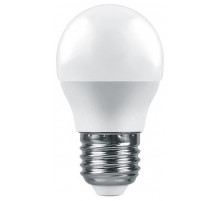 Лампа светодиодная Feron E27 7,5W 2700K шар матовый LB-1407 38074